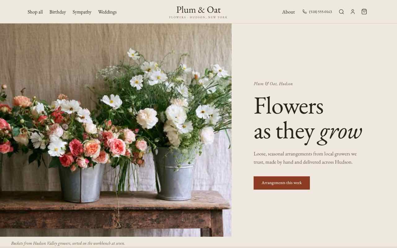 Plum & Oat, an example shop website